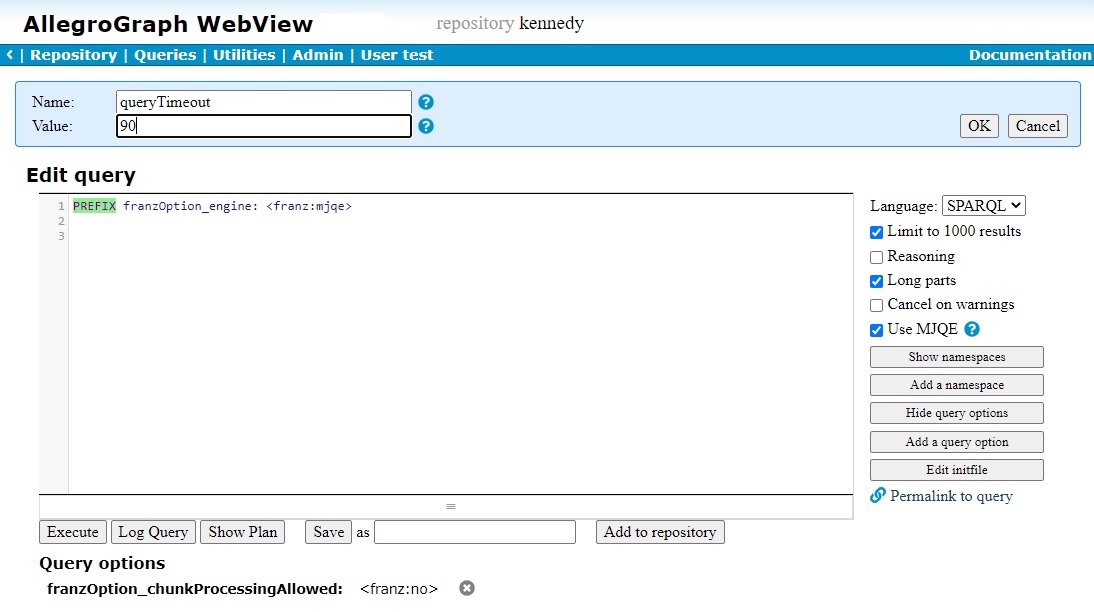 Query options