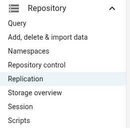 Replication item on the Repository menu